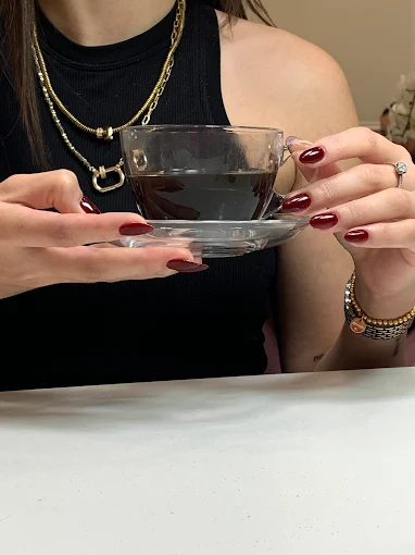 Dark red gel manicure
