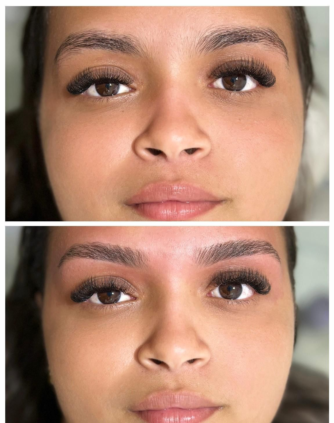 Lash extensions before and after